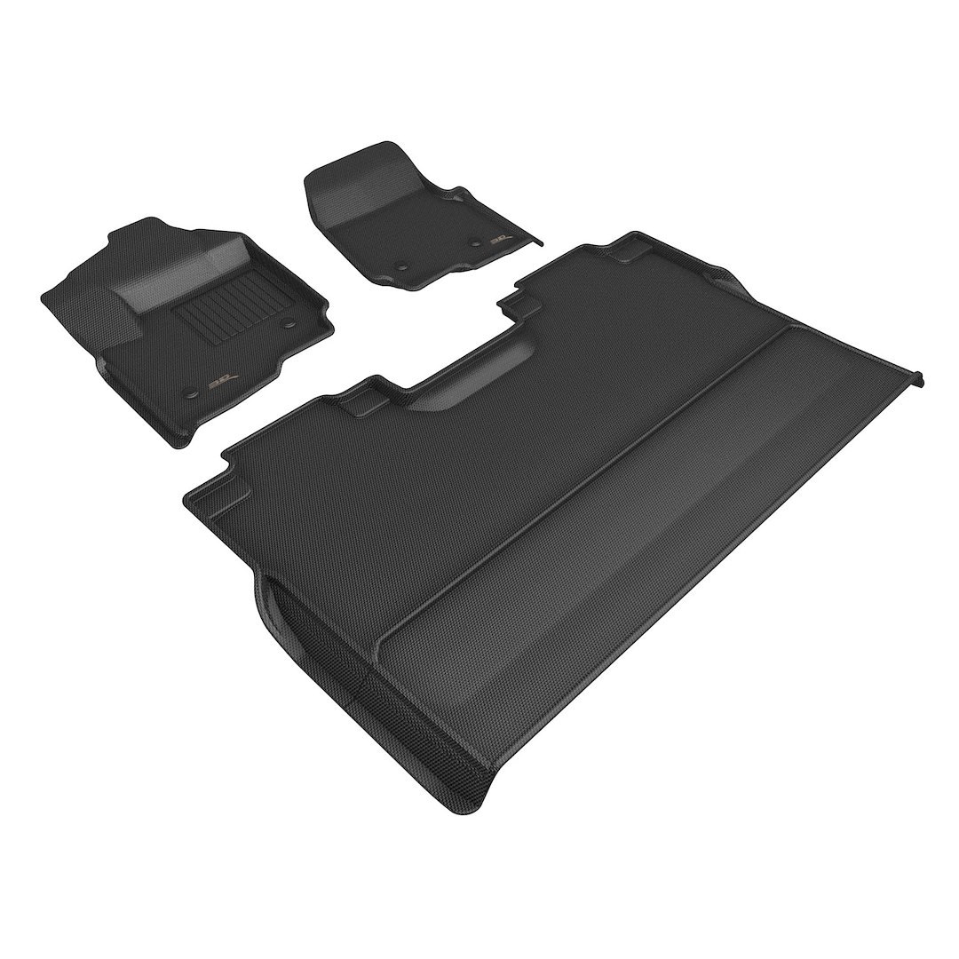 3D MAXpider Floor Liner, Kagu, Black, Custom Fit, Raised Edge, Thermoplastic Rubber of Carbon Fiber Texture, 3 Piece – L1FR18101509
