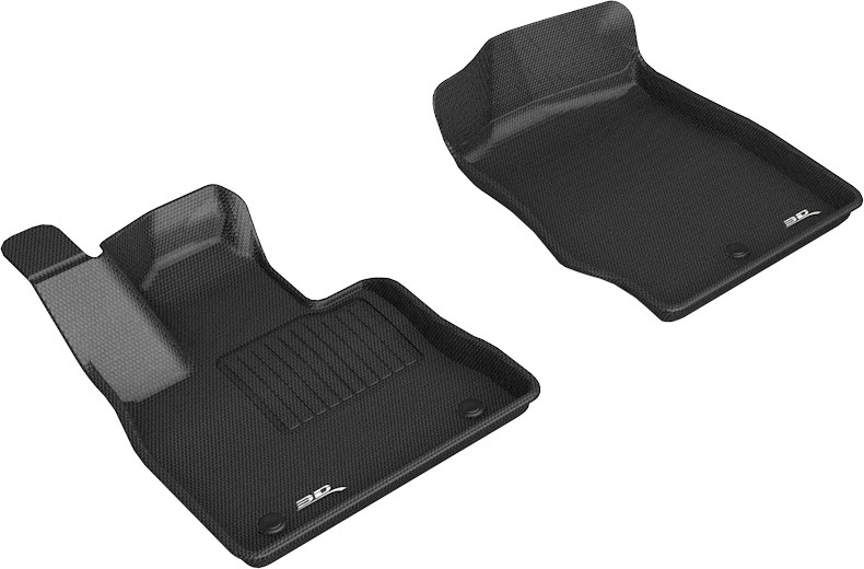 3D MAXpider Floor Liner, Kagu, Black, Custom Fit, Raised Edge, Thermoplastic Rubber of Carbon Fiber Texture, 2 Piece – L1FR18211509