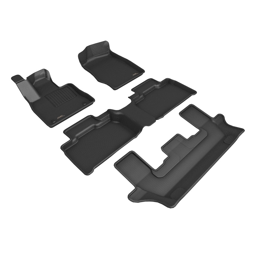3D MAXpider Floor Liner, Kagu, Black, Custom Fit, Raised Edge, Thermoplastic Rubber of Carbon Fiber Texture, 4 Piece – L1FR18301509