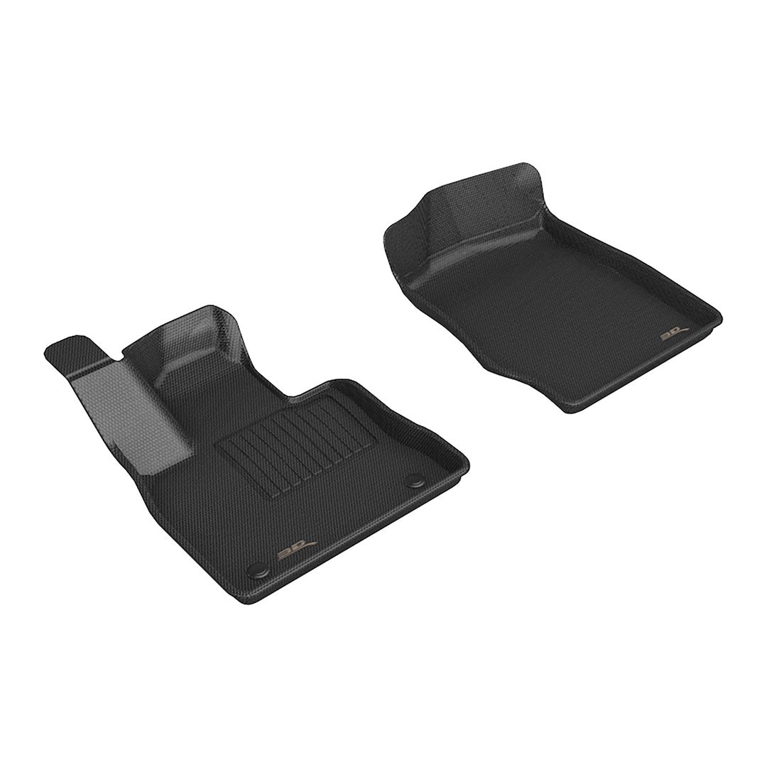3D MAXpider Floor Liner, Kagu, Black, Custom Fit, Raised Edge, Thermoplastic Rubber of Carbon Fiber Texture, 2 Piece – L1FR18311509