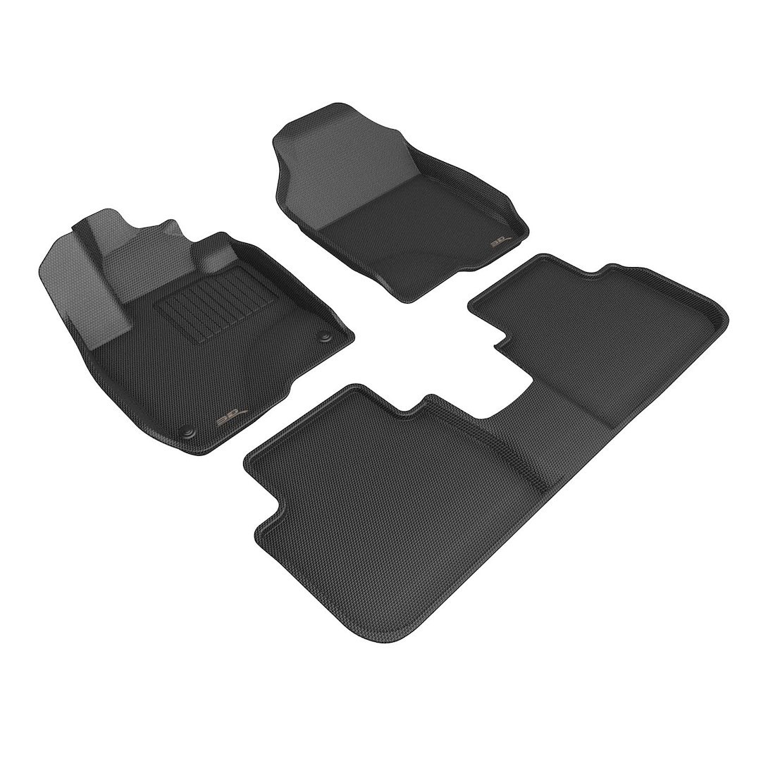 3D MAXpider Floor Liner, Kagu, Custom Fit, Raised Edge, Black, Thermoplastic Rubber of Carbon Fiber Texture, 3 Piece – L1HD13101509