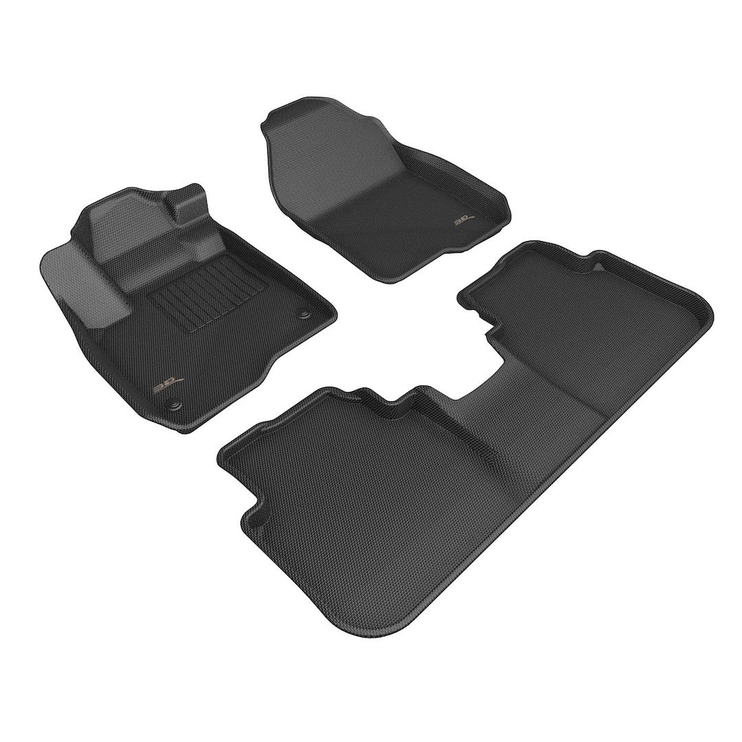 3D MAXpider Floor Liner, Kagu, Custom Fit, Raised Edge, Black, Thermoplastic Rubber of Carbon Fiber Texture, 3 Piece – L1HD13201509