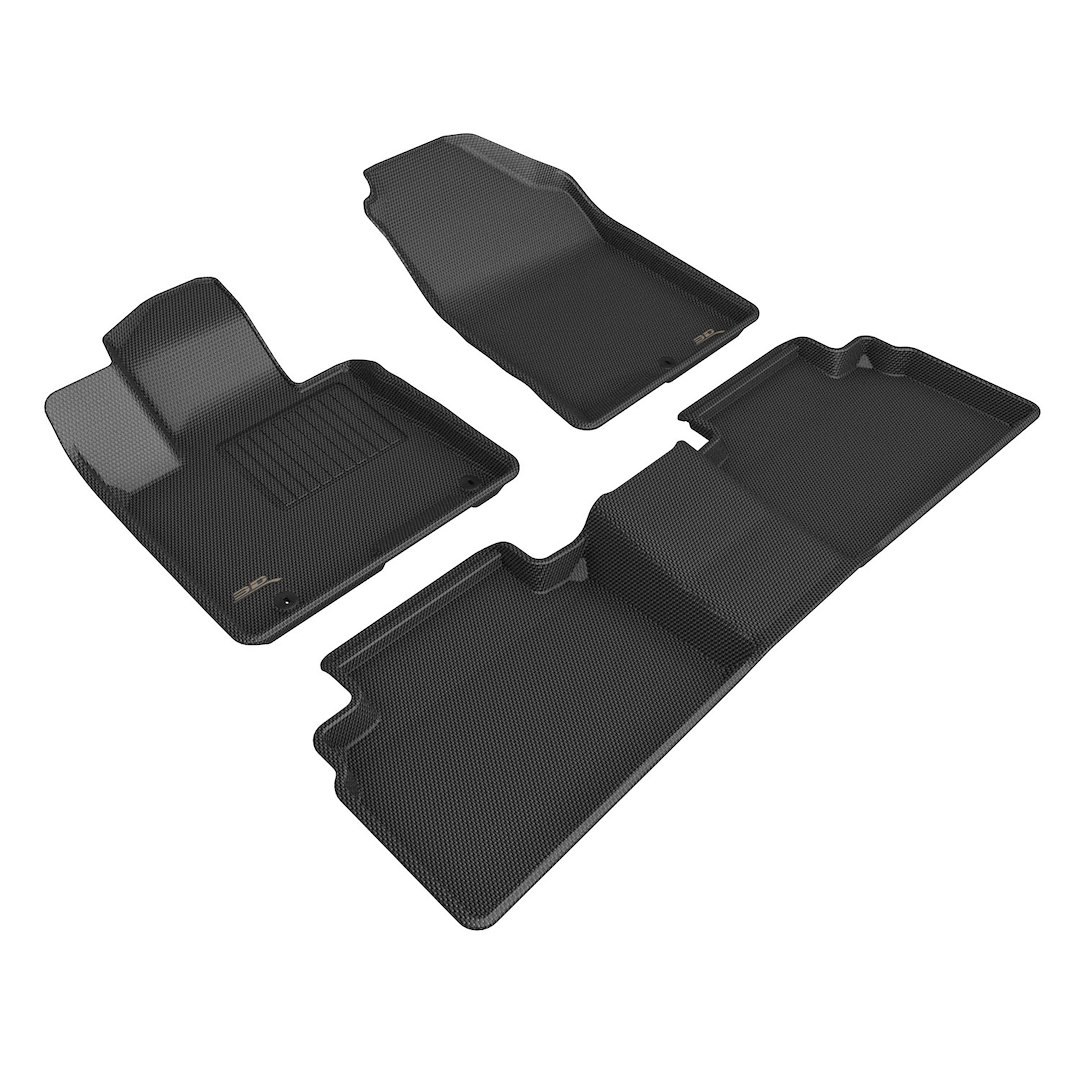 3D MAXpider Floor Liner, Kagu, Custom Fit, Raised Edge, Black, Thermoplastic Rubber of Carbon Fiber Texture, 3 Piece – L1HY12801509