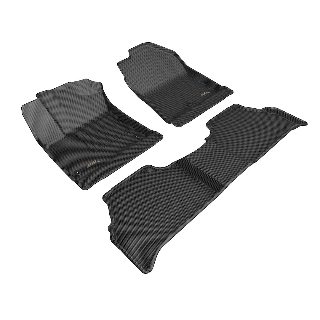 3D MAXpider Floor Liner, Kagu, Custom Fit, Raised Edge, Black, Thermoplastic Rubber of Carbon Fiber Texture, 3 Piece – L1HY13001509