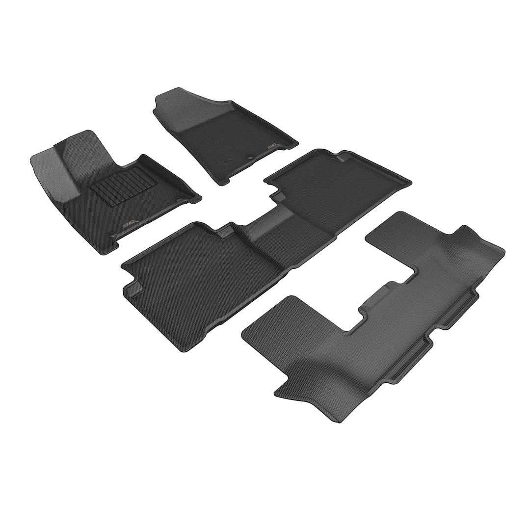 3D MAXpider Floor Liner, Kagu, Custom Fit, Raised Edge, Black, Thermoplastic Rubber of Carbon Fiber Texture, 4 Piece – L1HY14601509