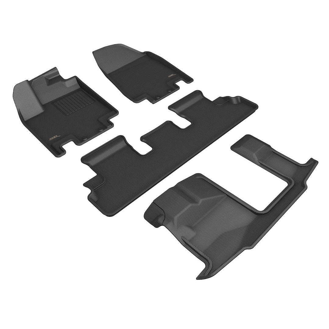 3D MAXpider Floor Liner, Kagu, Custom Fit, Raised Edge, Black, Thermoplastic Rubber of Carbon Fiber Texture, 3 Piece – L1IN03201509