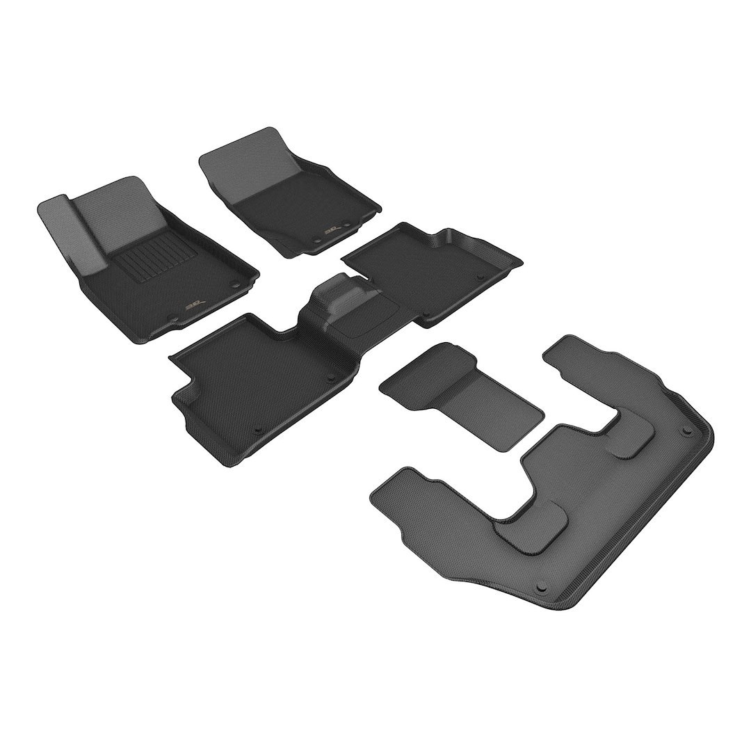 3D MAXpider Floor Liner, Kagu, Custom Fit, Raised Edge, Black, Thermoplastic Rubber of Carbon Fiber Texture, 5 Piece – L1JP02701509
