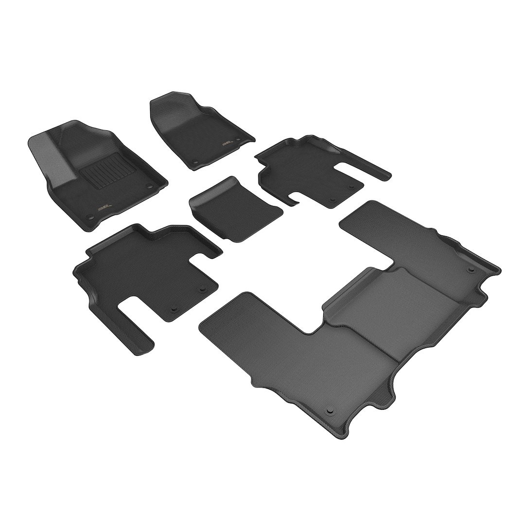 3D MAXpider Floor Liner, Kagu, Custom Fit, Raised Edge, Black, Thermoplastic Rubber of Carbon Fiber Texture, 6 Piece – L1JP03401509