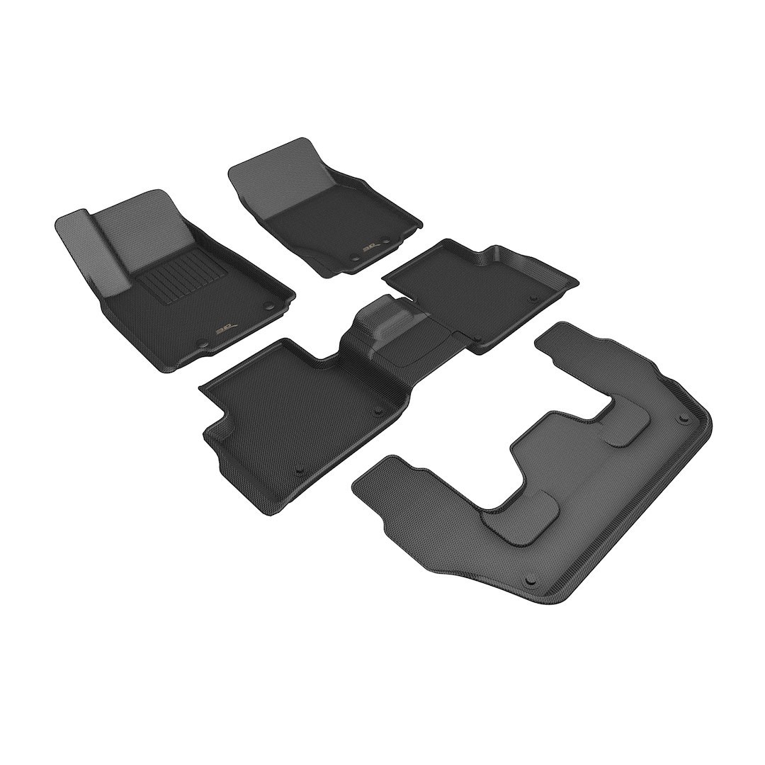 3D MAXpider Floor Liner, Kagu, Custom Fit, Raised Edge, Black, Thermoplastic Rubber of Carbon Fiber Texture, 4 Piece – L1JP03501509