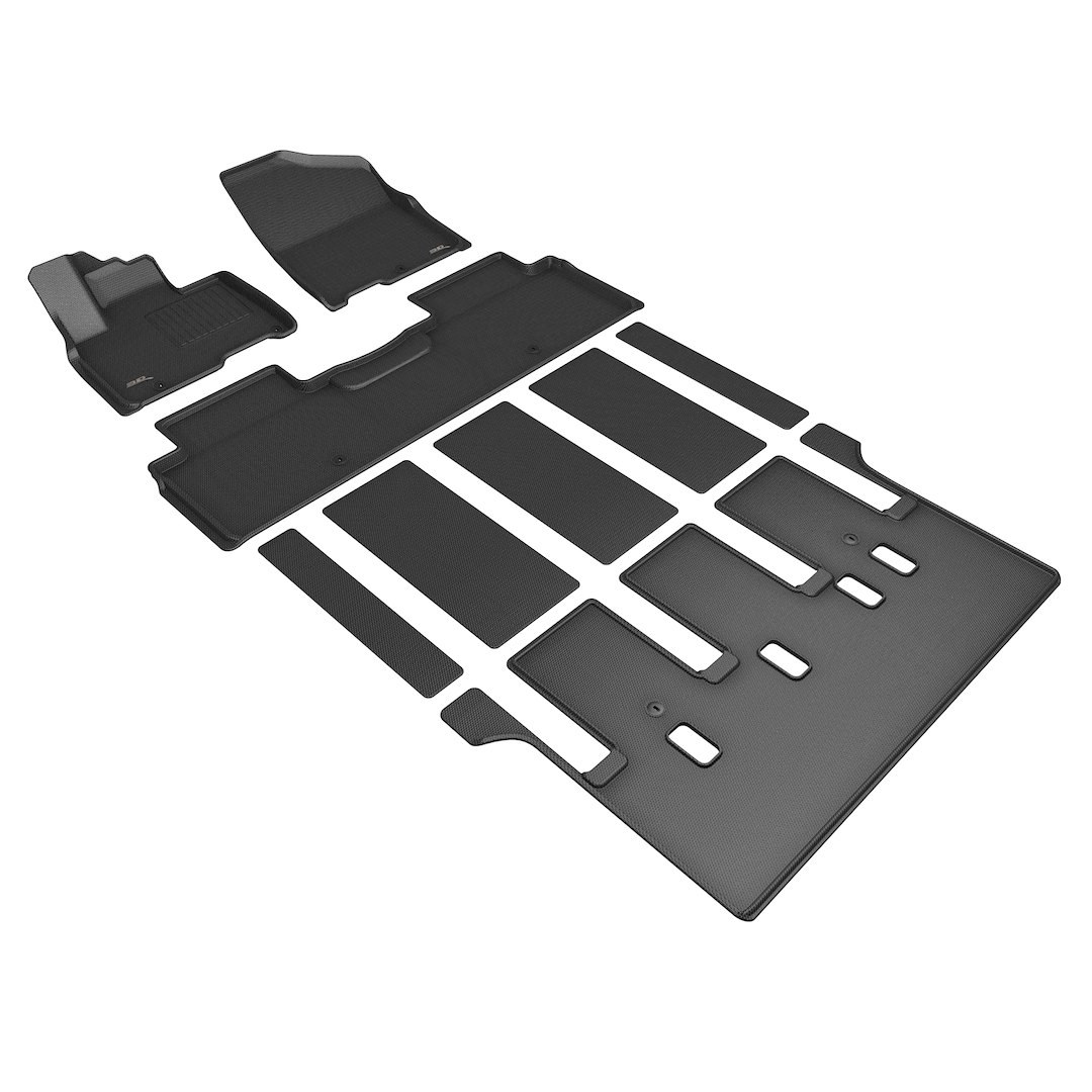 3D MAXpider Floor Liner, Kagu, Custom Fit, Raised Edge, Black, Thermoplastic Rubber of Carbon Fiber Texture, 3 Piece – L1KA06301509