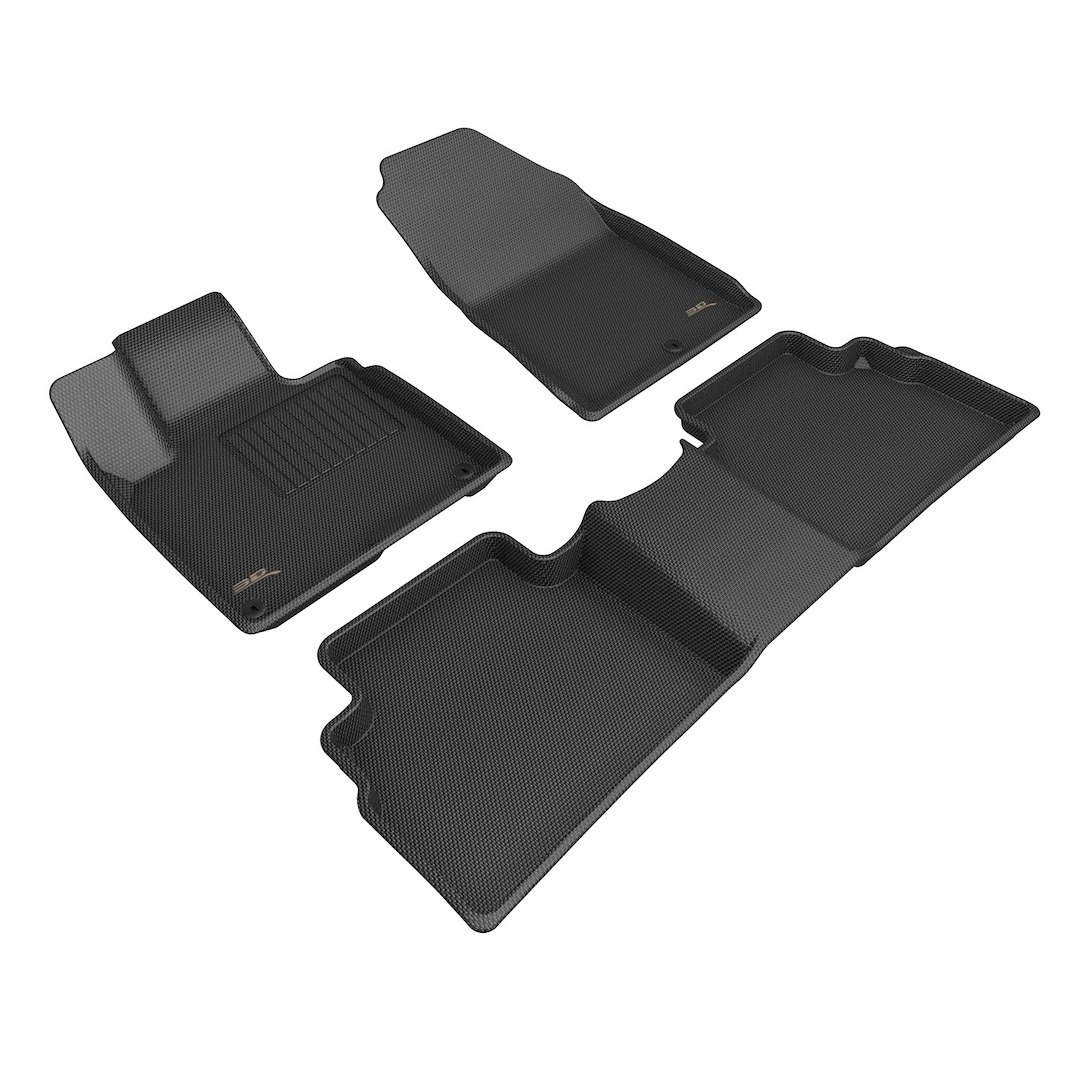 3D MAXpider Floor Liner, Kagu, Black, Custom Fit, Raised Edge, Thermoplastic Rubber of Carbon Fiber Texture, 3 Piece – L1KA07601509