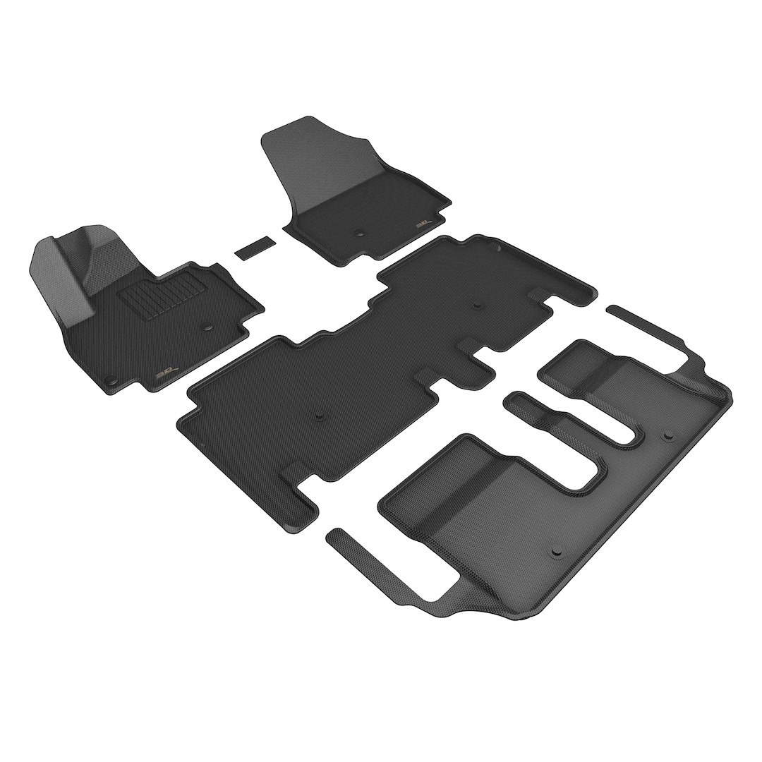3D MAXpider Floor Liner, Kagu, Custom Fit, Raised Edge, Black, Thermoplastic Rubber of Carbon Fiber Texture, 5 Piece – L1KA08101509