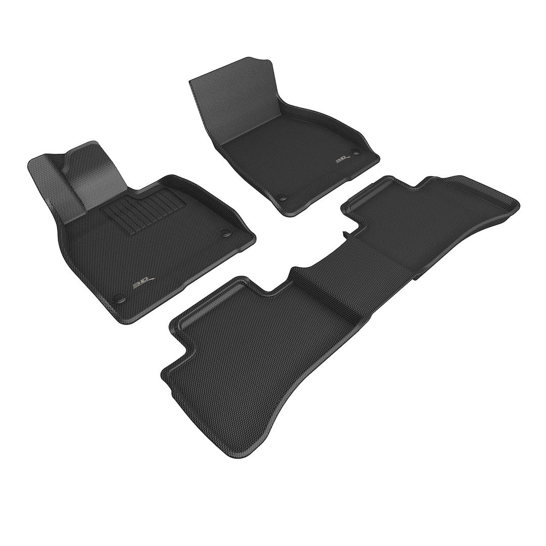 3D MAXpider Floor Liner, Kagu, Custom Fit, Raised Edge, Black, Thermoplastic Rubber of Carbon Fiber Texture, 3 Piece – L1MB16701509