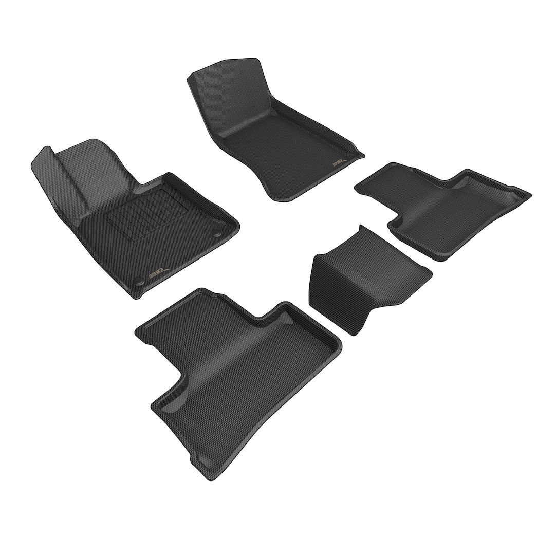 3D MAXpider Floor Liner, Kagu, Custom Fit, Raised Edge, Black, Thermoplastic Rubber of Carbon Fiber Texture, 5 Piece – L1MB18501509