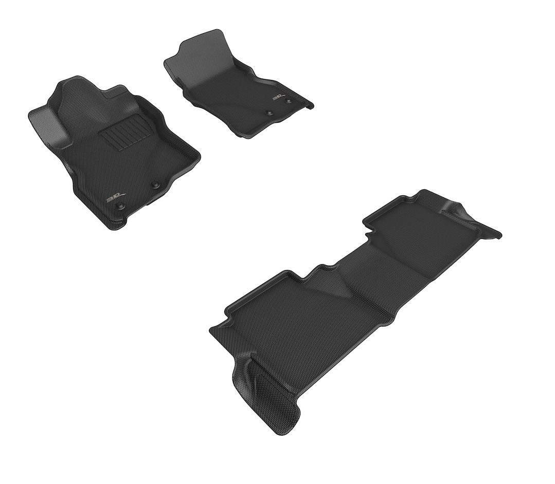 3D MAXpider Floor Liner, Kagu, Custom Fit, Raised Edge, Black, Thermoplastic Rubber of Carbon Fiber Texture, 3 Piece – L1NS13801509