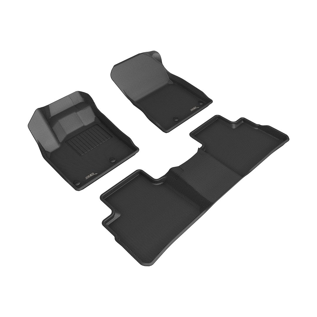 3D MAXpider Floor Liner, Kagu, Custom Fit, Raised Edge, Black, Thermoplastic Rubber of Carbon Fiber Texture, 3 Piece – L1NS15201509