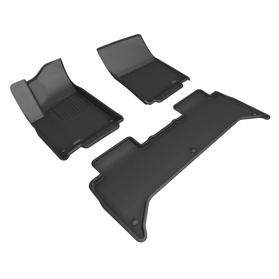 3D MAXpider Floor Liner, Kagu, Custom Fit, Raised Edge, Black, Thermoplastic Rubber of Carbon Fiber Texture, 3 Piece – L1RI00401509