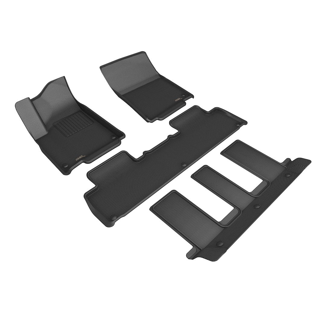 3D MAXpider Floor Liner, Kagu, Custom Fit, Raised Edge, Black, Thermoplastic Rubber of Carbon Fiber Texture, 4 Piece – L1RI00501509