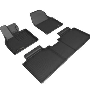 3D MAXpider Floor Liner, Kagu, Custom Fit, Raised Edge, Black, Thermoplastic Rubber of Carbon Fiber Texture, 3 Piece – L1SB03501509