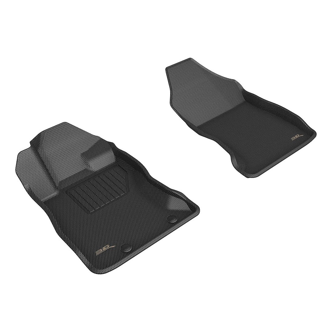 3D MAXpider Floor Liner, Kagu, Black, Custom Fit, Raised Edge, Thermoplastic Rubber of Carbon Fiber Texture, 2 Piece – L1SB03611509