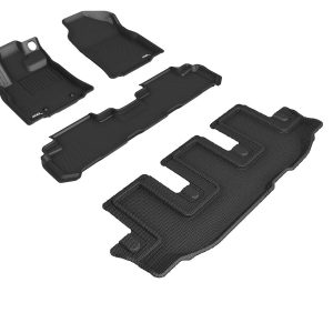 3D MAXpider Floor Liner, Kagu, Custom Fit, Raised Edge, Black, Thermoplastic Rubber of Carbon Fiber Texture, 4 Piece – L1SB03901509