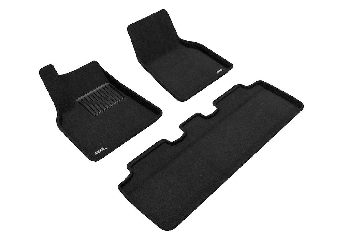 3D MAXpider Floor Liner, Elegant Series, Custom Fit, Raised Ridge, Black, Polypropylene, 3 Piece, With Maxpider™ Anti-Skid Bottom Layer – L1TL02704709