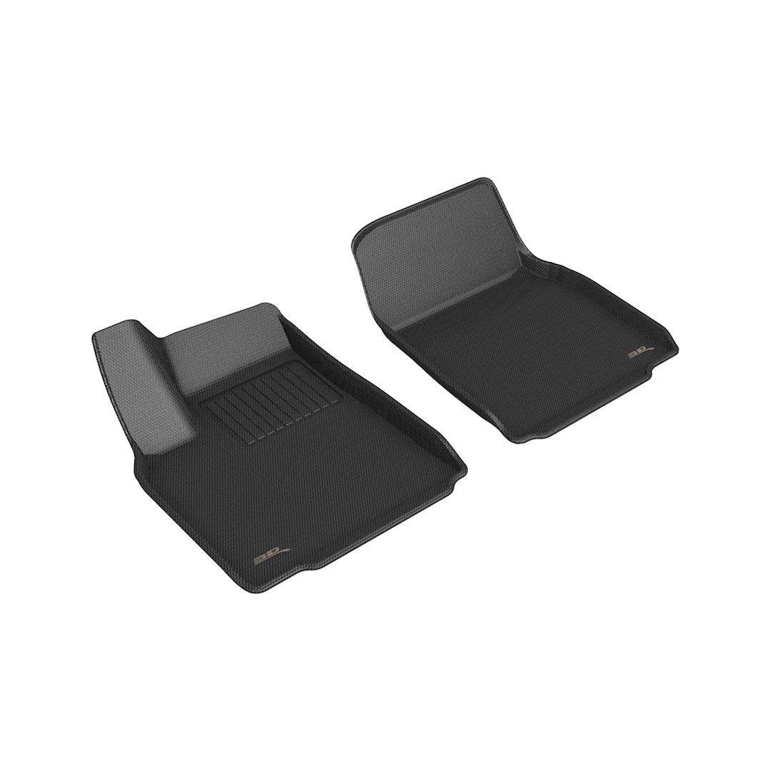 3D MAXpider Floor Liner, Kagu, Custom Fit, Raised Edge, Black, Thermoplastic Rubber of Carbon Fiber Texture, 2 Piece – L1TL04311509