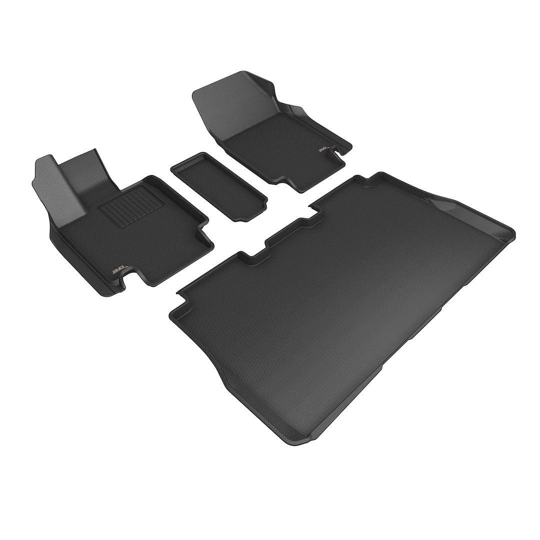 3D MAXpider Floor Liner, Kagu, Custom Fit, Raised Edge, Black, Thermoplastic Rubber of Carbon Fiber Texture, 4 Piece – L1TL05001509