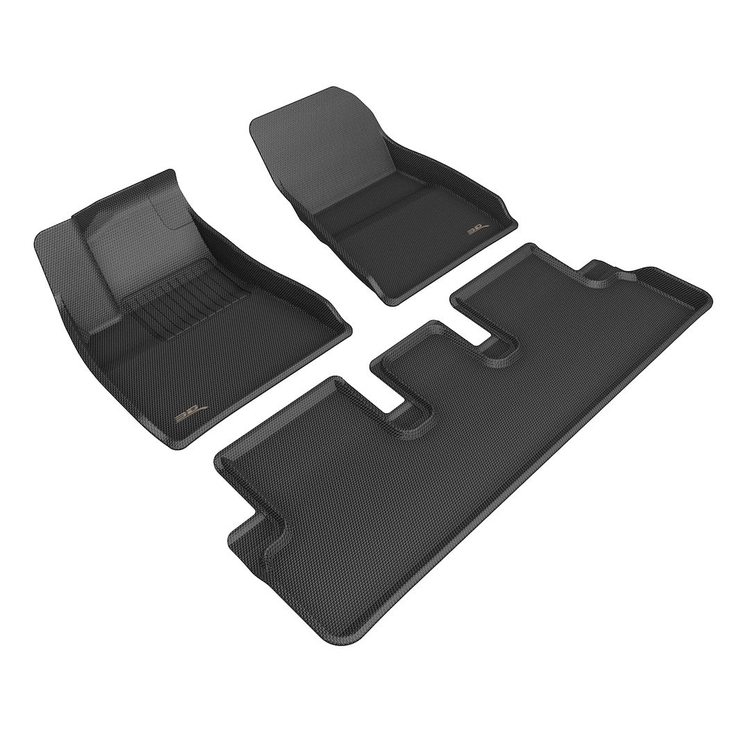 3D MAXpider Floor Liner, Kagu, Custom Fit, Raised Edge, Black, Thermoplastic Rubber of Carbon Fiber Texture, 3 Piece – L1TL06901509