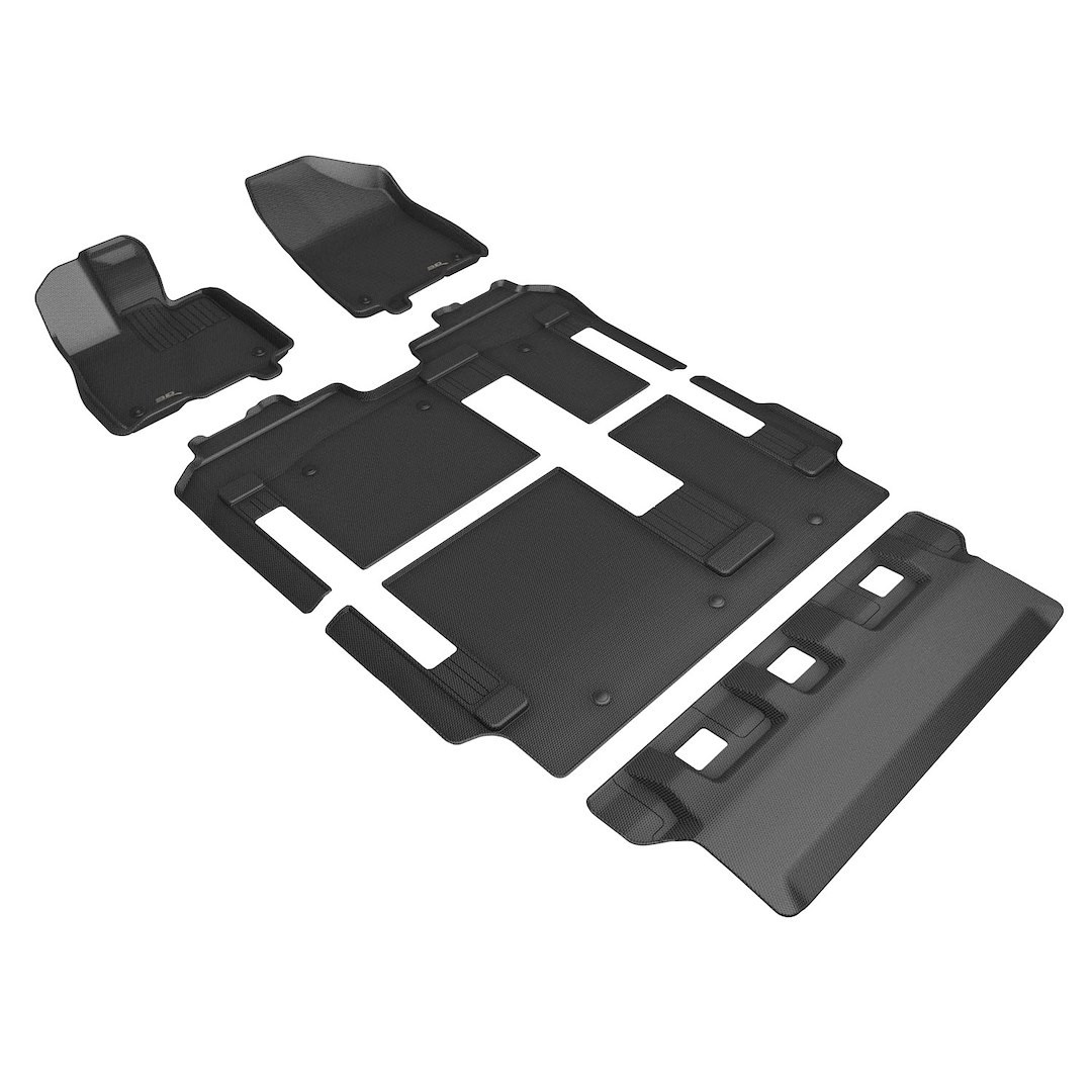 3D MAXpider Floor Liner, Kagu, Custom Fit, Raised Edge, Black, Thermoplastic Rubber of Carbon Fiber Texture, 5 Piece – L1TY27201509