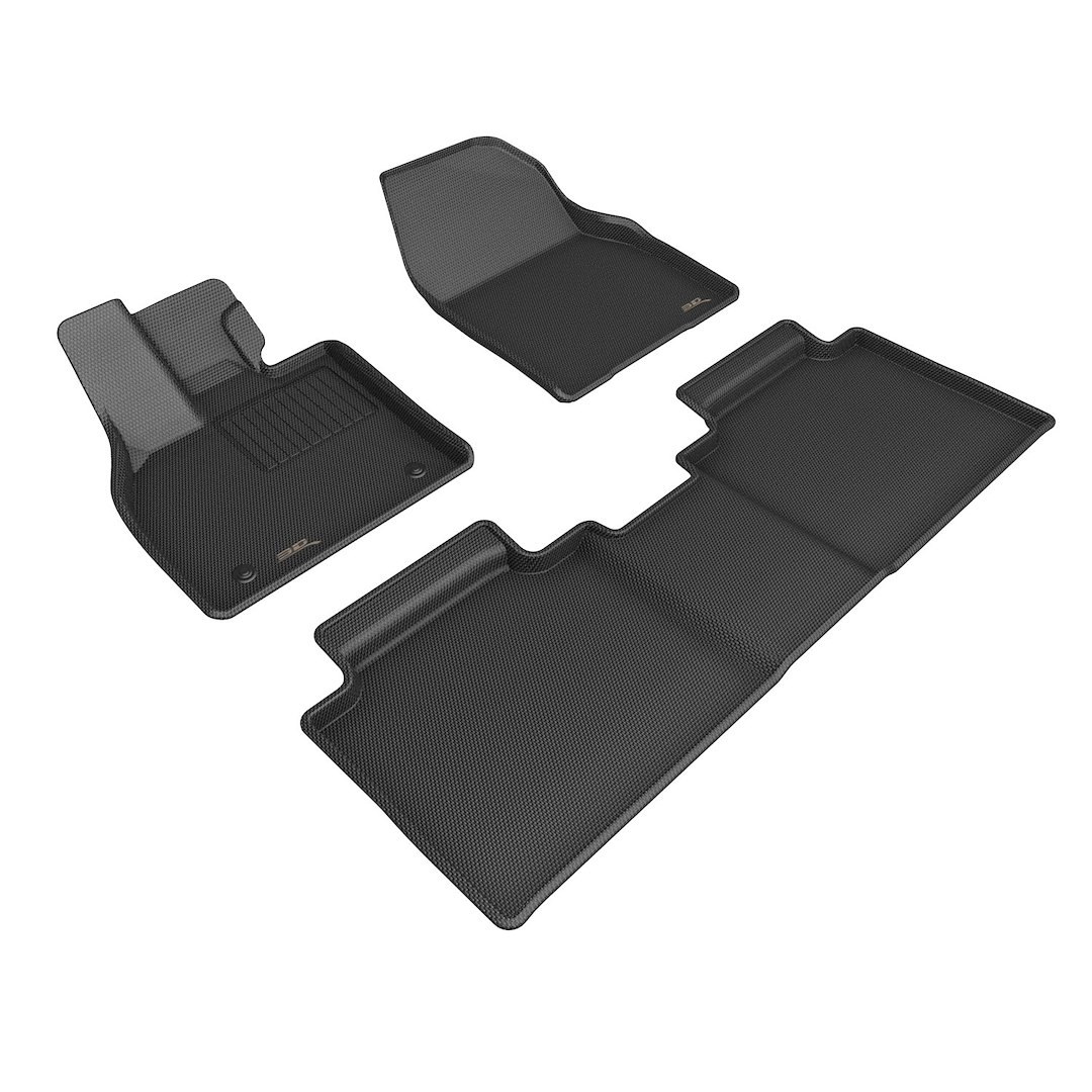3D MAXpider Floor Liner, Kagu, Custom Fit, Raised Edge, Black, Thermoplastic Rubber of Carbon Fiber Texture, 3 Piece – L1TY29001509