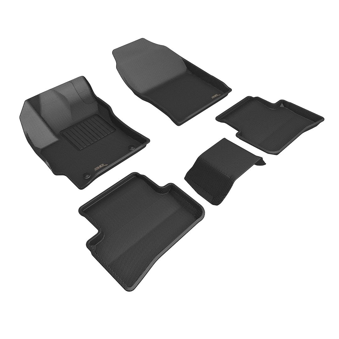 3D MAXpider Floor Liner, Kagu, Custom Fit, Raised Edge, Black, Thermoplastic Rubber of Carbon Fiber Texture, 5 Piece – L1TY29501509