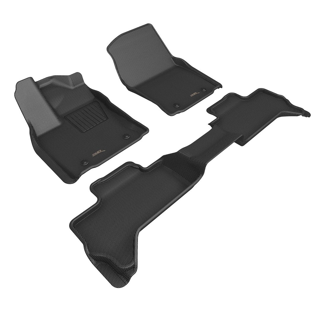 3D MAXpider Floor Liner, Kagu, Custom Fit, Raised Edge, Black, Thermoplastic Rubber of Carbon Fiber Texture, 3 Piece – L1TY29601509