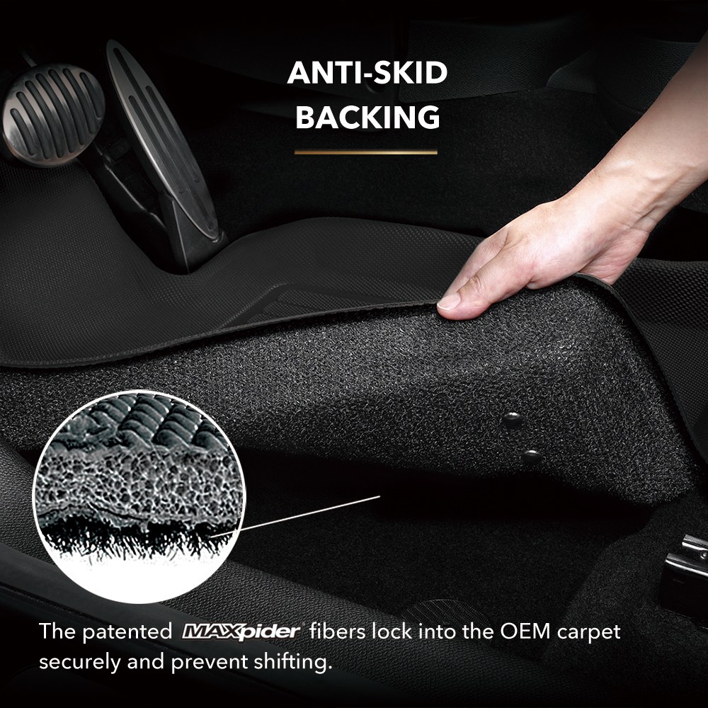 3D MAXpider Floor Liner, Kagu, Custom Fit, Raised Edge, Black, Thermoplastic Rubber of Carbon Fiber Texture, 3 Piece – L1TY29601509