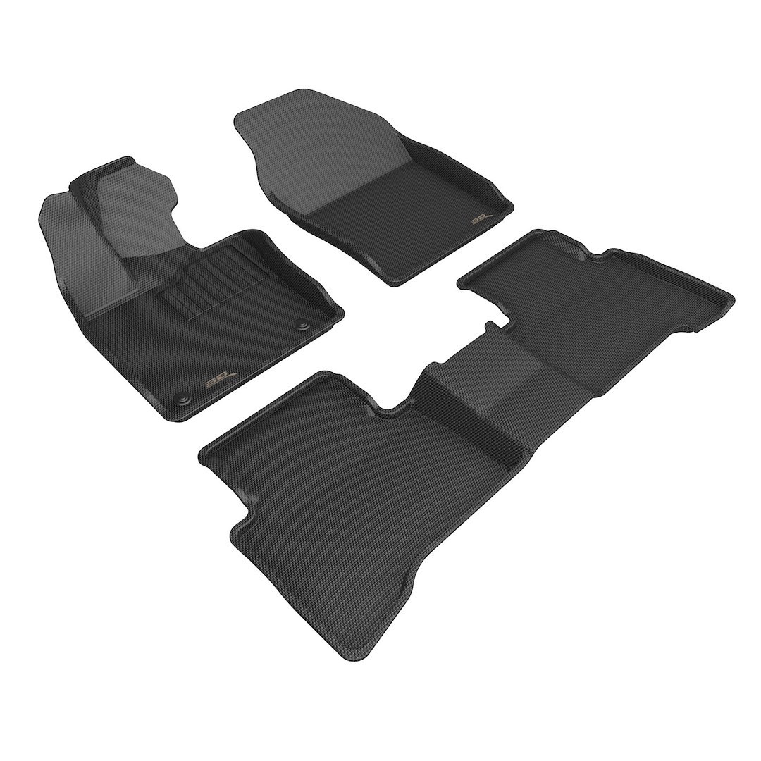 3D MAXpider Floor Liner, Kagu, Custom Fit, Raised Edge, Black, Thermoplastic Rubber of Carbon Fiber Texture, 3 Piece – L1TY30501509