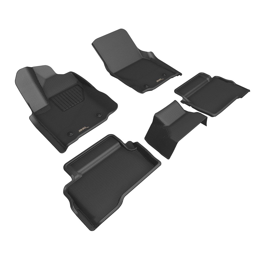 3D MAXpider Floor Liner, Kagu, Custom Fit, Raised Edge, Black, Thermoplastic Rubber of Carbon Fiber Texture, 5 Piece – L1TY31501509