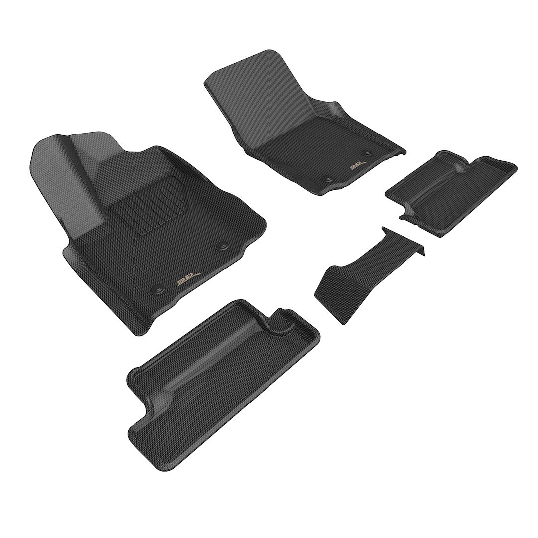 3D MAXpider Floor Liner, Kagu, Custom Fit, Raised Edge, Black, Thermoplastic Rubber of Carbon Fiber Texture, 5 Piece – L1TY31601509