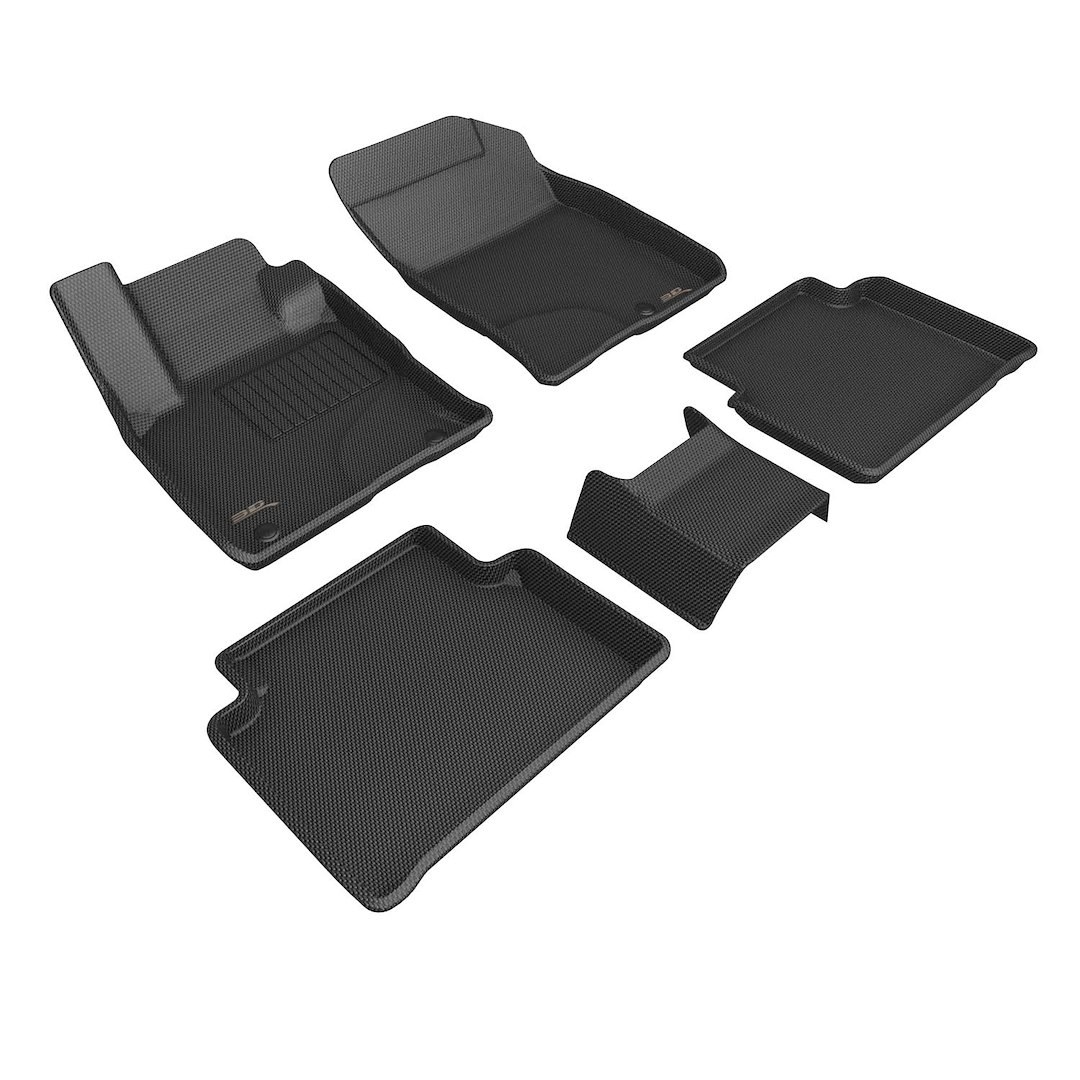 3D MAXpider Floor Liner, Kagu, Custom Fit, Raised Edge, Black, Thermoplastic Rubber of Carbon Fiber Texture, 3 Piece – L1LC01601509