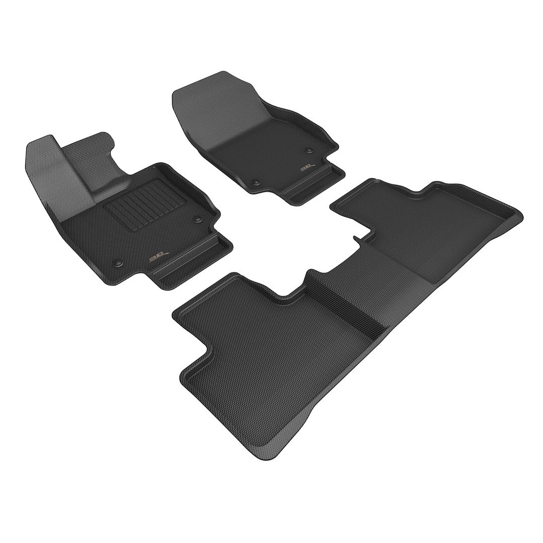 3D MAXpider Floor Liner, Kagu, Custom Fit, Raised Edge, Black, Thermoplastic Rubber of Carbon Fiber Texture, 3 Piece – L1LX08001509