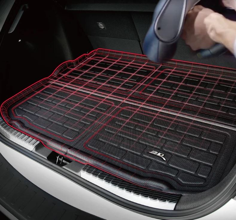 3D MAXpider Cargo Area Liner, Kagu, Black, Raised Edge, Thermoplastic Rubber of Carbon Fiber Texture, Non-Skid, Behind 2ND Seat – M1BM1251309