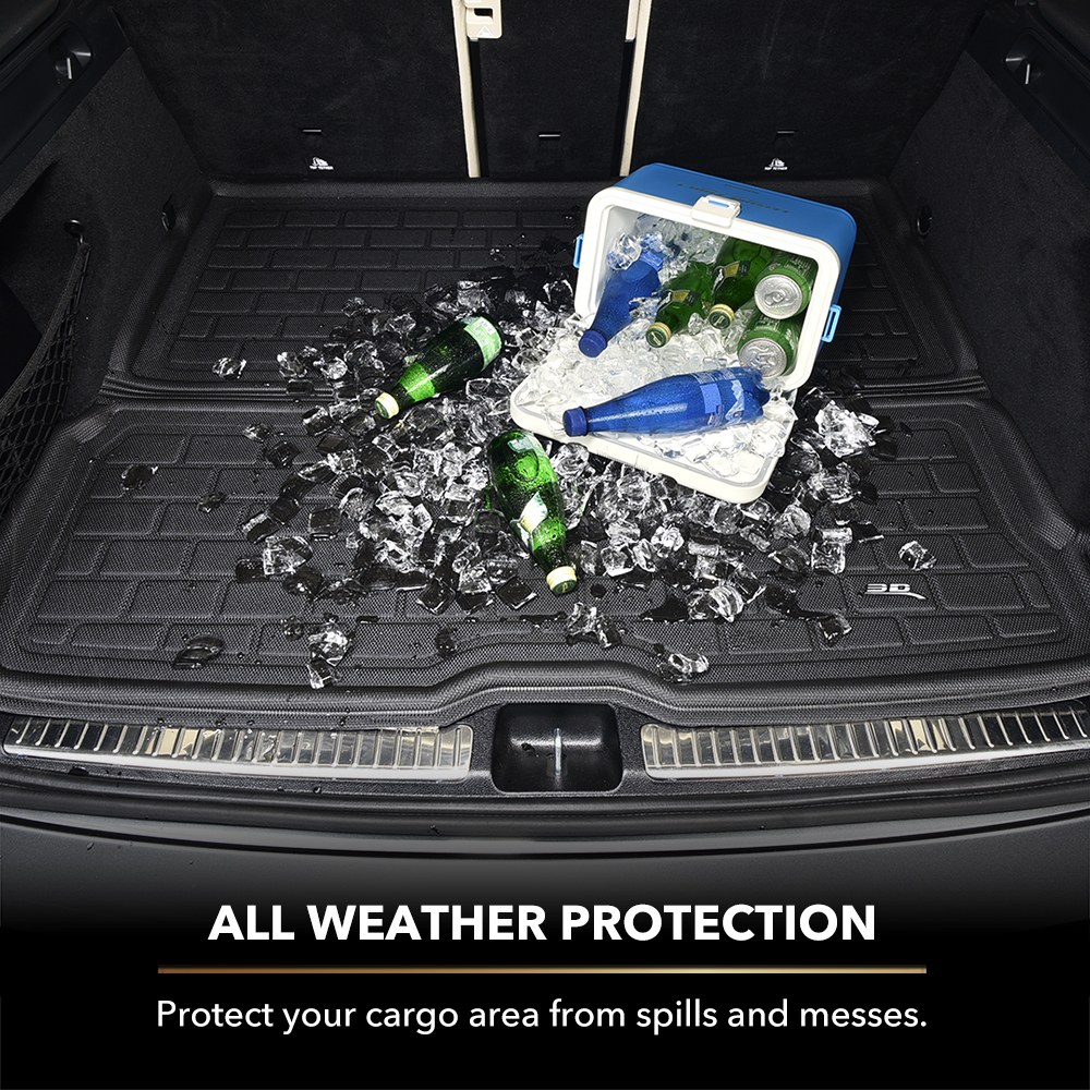 3D MAXpider Cargo Area Liner, Kagu, Raised Edge, Black, Thermoplastic Rubber of Carbon Fiber Texture, Non-Skid, Rear Lower Cargo Bay – M1TL0181309