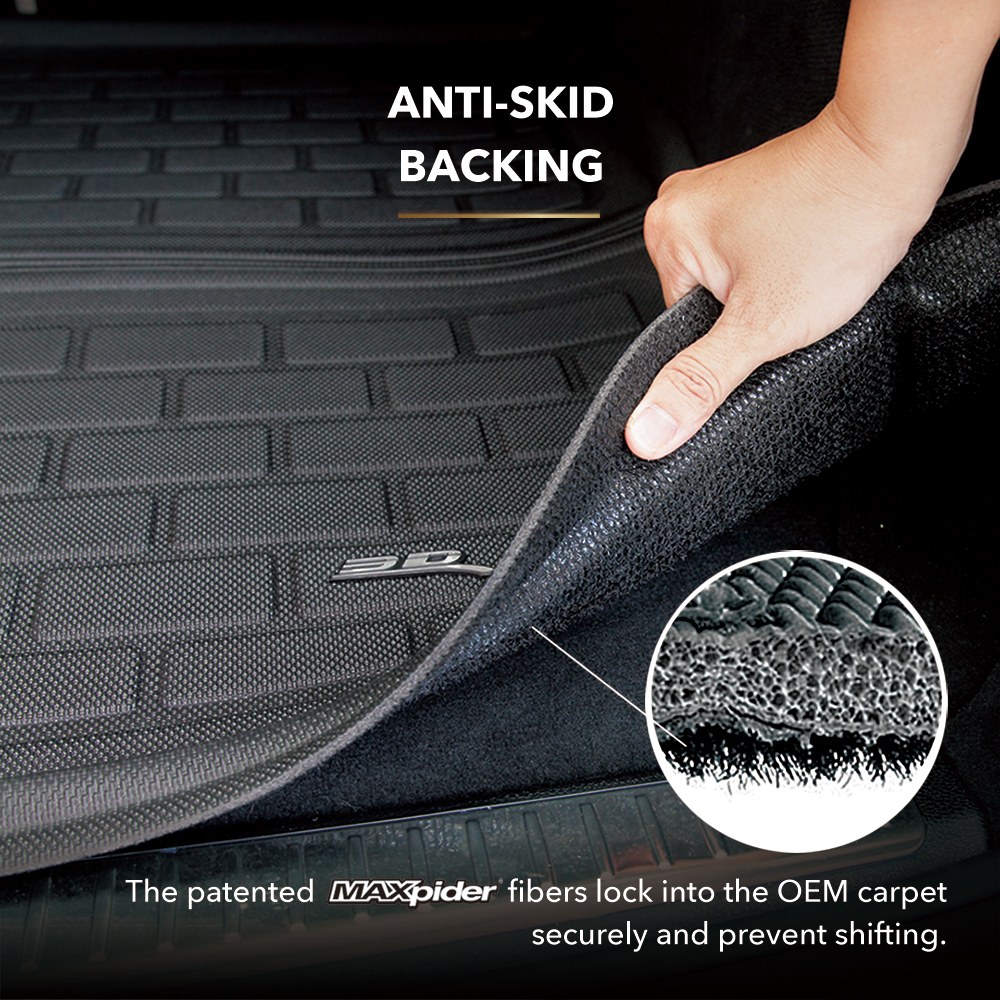 3D MAXpider Cargo Area Liner, Kagu, Raised Edge, Black, Thermoplastic Rubber of Carbon Fiber Texture, Non-Skid, Rear Lower Cargo Bay – M1TL0181309