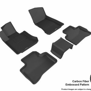 3D MAXpider Floor Liner, Kagu, Custom Fit, Raised Edge, Black, Thermoplastic Rubber of Carbon Fiber Texture, 5 Piece – L1MB07901509
