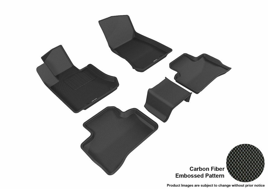 3D MAXpider Floor Liner, Kagu, Custom Fit, Raised Edge, Black, Thermoplastic Rubber of Carbon Fiber Texture, 5 Piece – L1MB07901509
