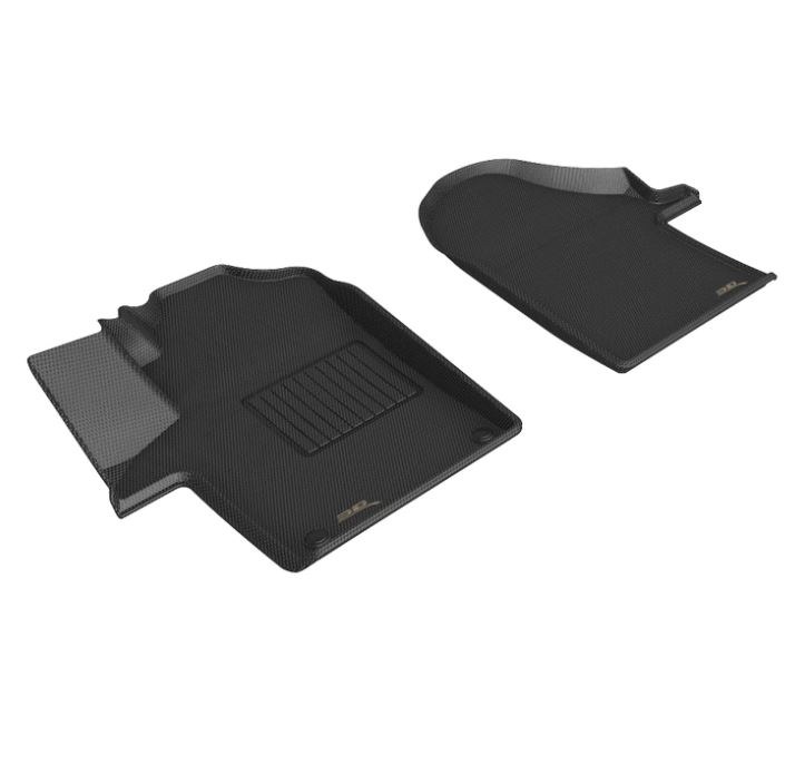 3D MAXpider Floor Liner, Kagu, Custom Fit, Raised Edge, Black, Thermoplastic Rubber of Carbon Fiber Texture, 2 Piece – L1MB09211509