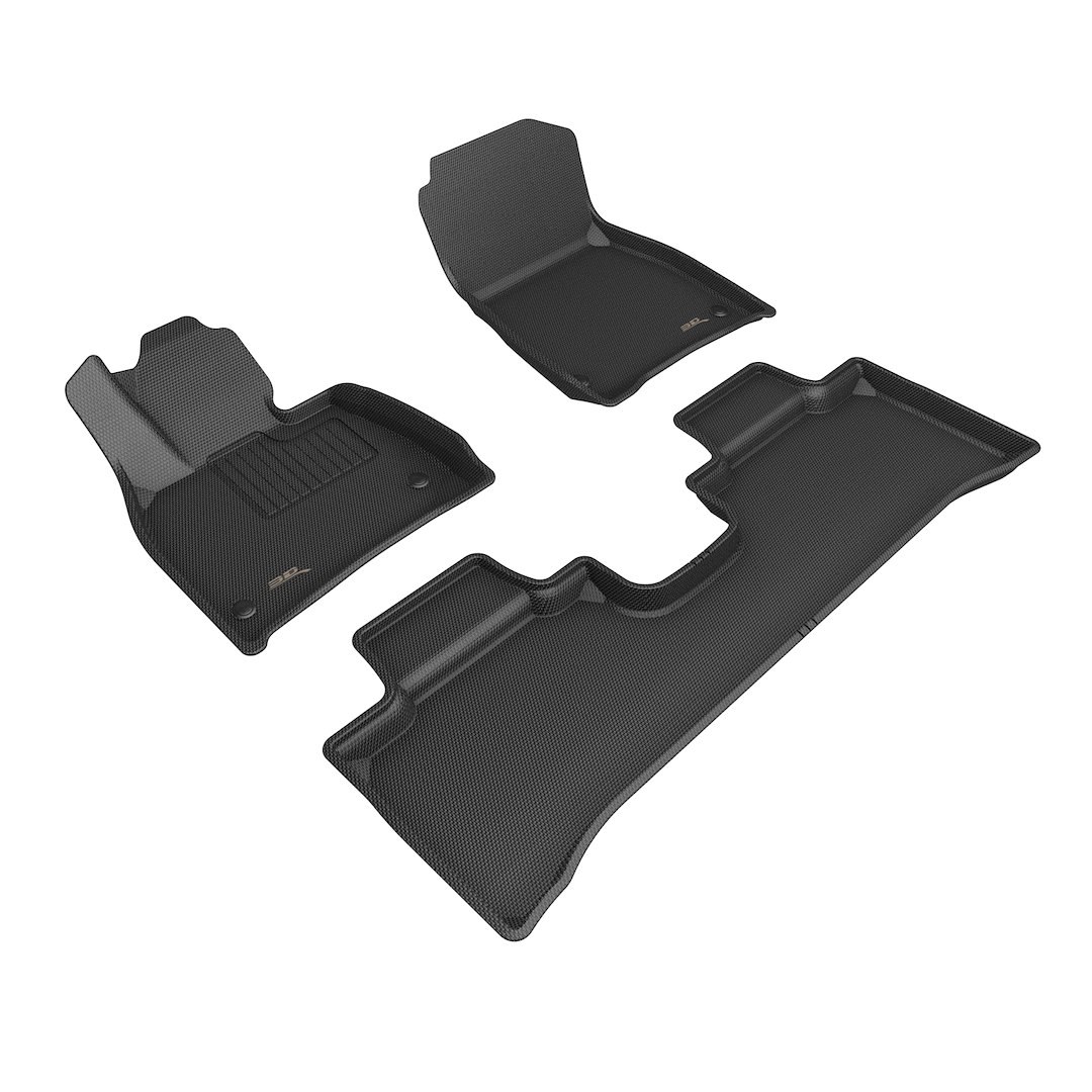 3D MAXpider Floor Liner, Kagu, Custom Fit, Raised Edge, Black, Thermoplastic Rubber of Carbon Fiber Texture, 3 Piece – L1MB18301509