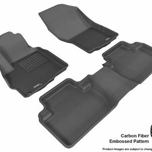3D MAXpider Floor Liner, Kagu, Custom Fit, Raised Edge, Black, Thermoplastic Rubber of Carbon Fiber Texture, 3 Piece – L1MT01001509