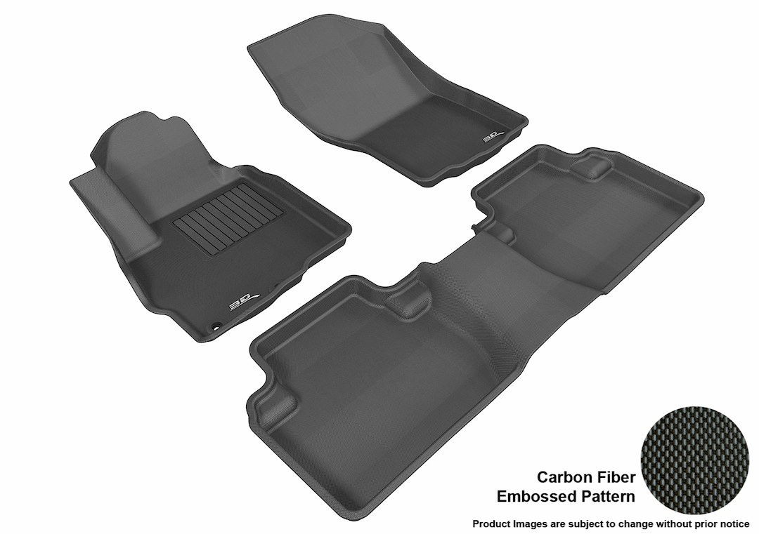 3D MAXpider Floor Liner, Kagu, Custom Fit, Raised Edge, Black, Thermoplastic Rubber of Carbon Fiber Texture, 3 Piece – L1MT01001509
