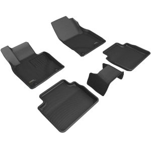 3D MAXpider Floor Liner, Kagu, Custom Fit, Raised Ridge, Black, Thermoplastic Rubber of Carbon Fiber Texture, 5 Piece – L1MZ08101509