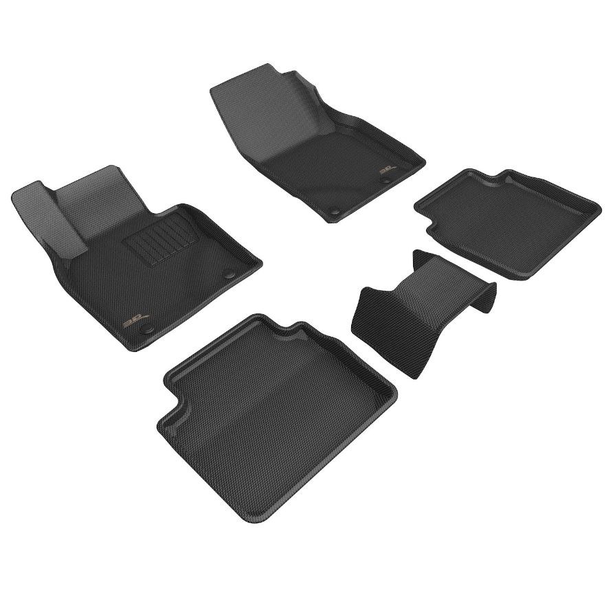 3D MAXpider Floor Liner, Kagu, Custom Fit, Raised Ridge, Black, Thermoplastic Rubber of Carbon Fiber Texture, 5 Piece – L1MZ08101509